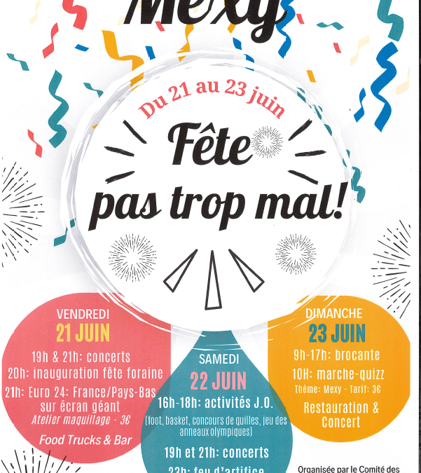 Fête pas trop mal !! Du 21 au 23 juin 2024 🎈🎉