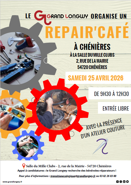 [ Samedi 25 avril 2026] Repair Café – Chénières.